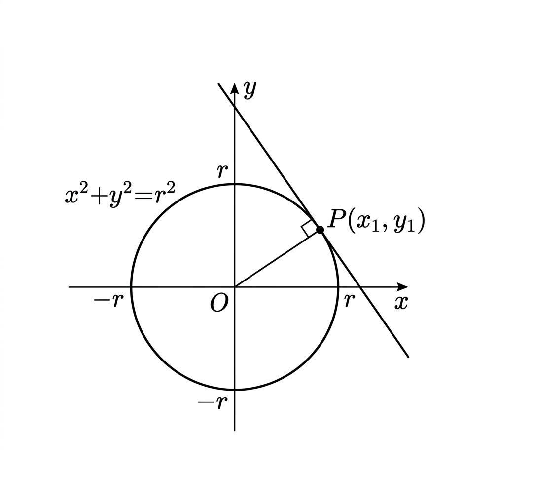 접점 P(x1, y1)이 주어진 원의 접선 그래프